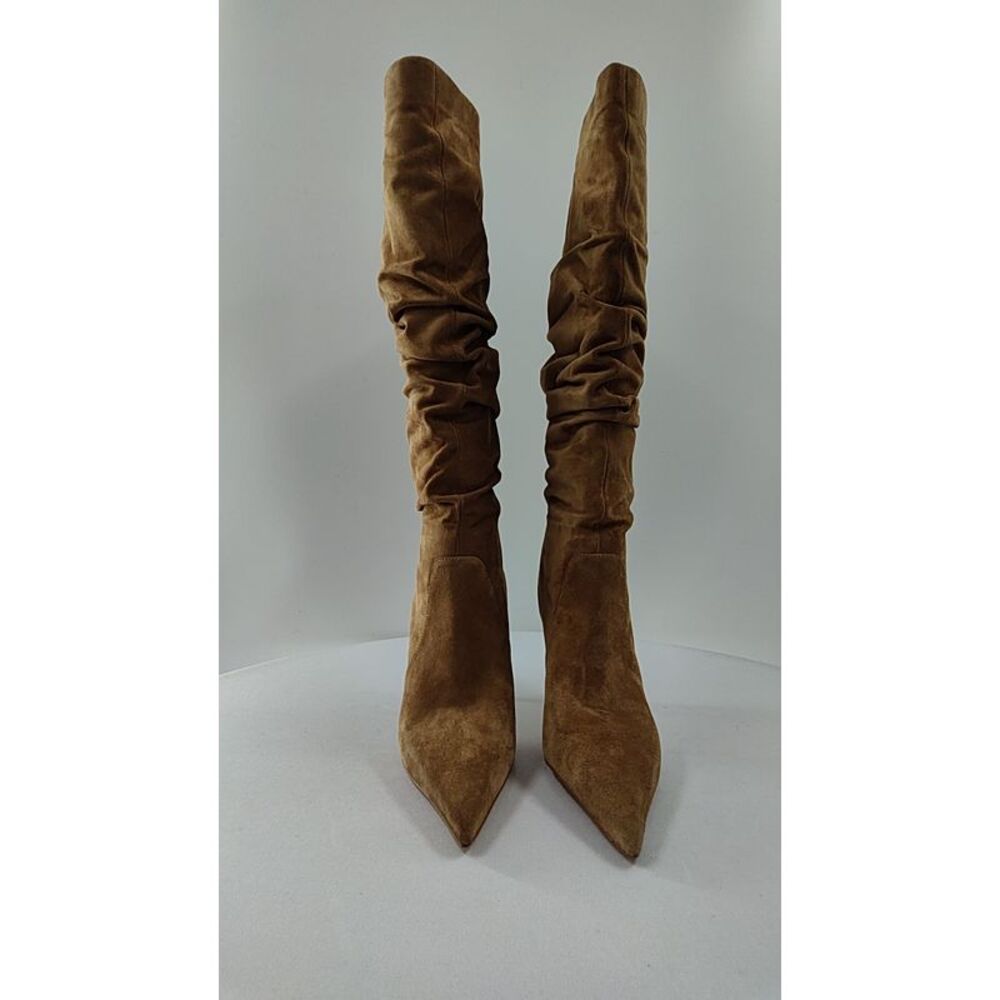 Michael Kors Suede Slouch Knee-High Stiletto Boots in Brown - Picture 2 of 2